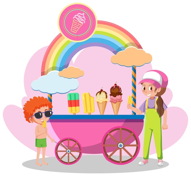 Street food cart concept with ice cream cart