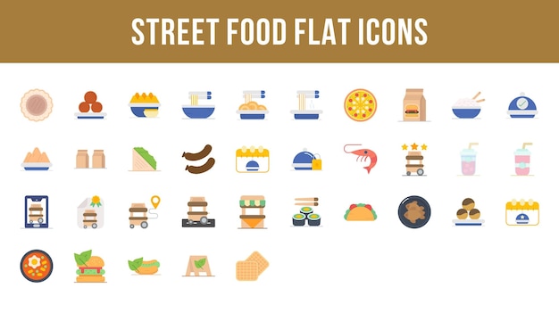 Street Food Flat Multicolor Icons