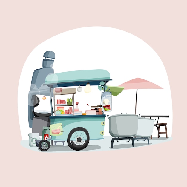 Street food illustration in hand drawn