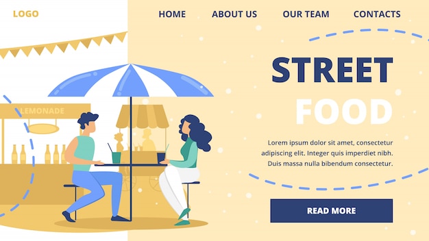 Street Food Restaurant Vector Website Template