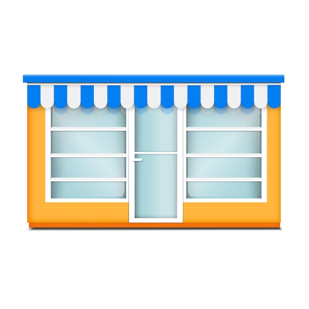 Street glass shop icon Realistic illustration of street glass shop vector icon for web design isolated on white background