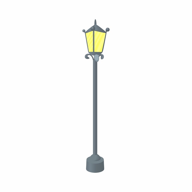 Street lamp icon in cartoon style isolated on white background Illumination symbol