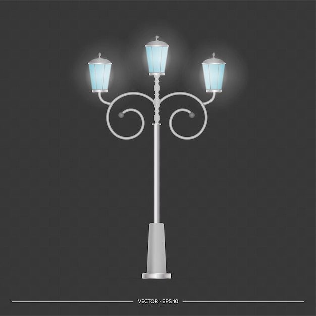 Street lamp. Metal lamppost. Realistic vector illustration.