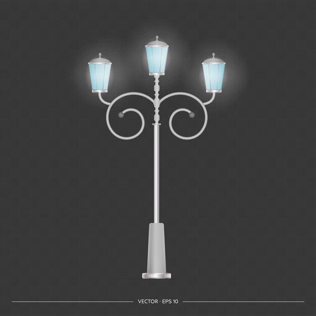 Vector street lamp. metal lamppost. realistic vector illustration.