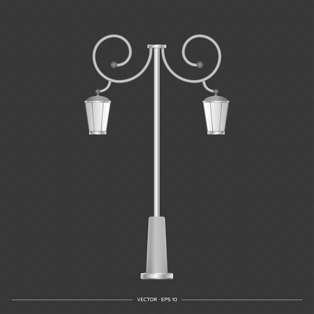 Street lamp. Metal lamppost. Realistic vector illustration.