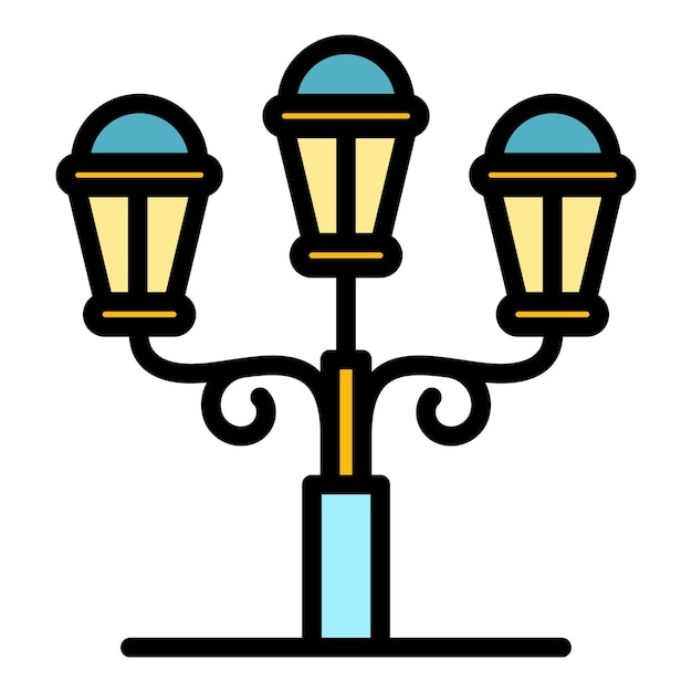 Street light pillar icon Outline street light pillar vector icon color flat isolated