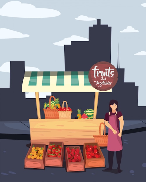 Street market commerce flat design