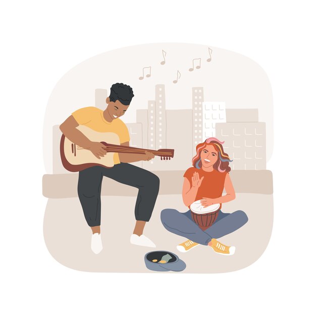 Street music performance isolated cartoon vector illustration