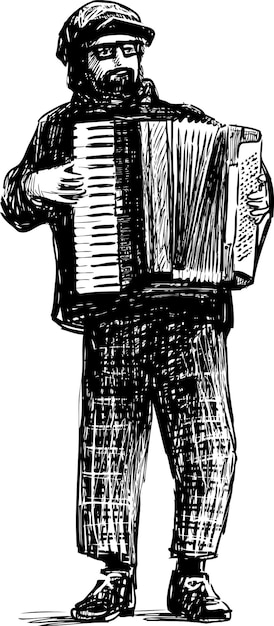 A street musician plays the accordion