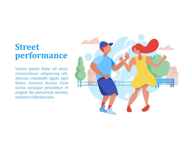 Street performance. Street dancer. Vector illustration.