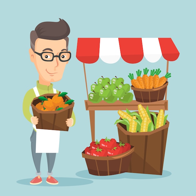 Street seller with fruits and vegetables.