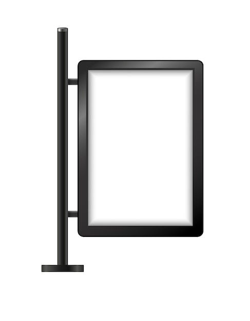 Vector street sign hanging mounted illuminated lightbox isolated on transparent background realistic empty blank mockup template vector