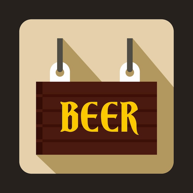 Street signboard of beer icon in flat style on a beige background