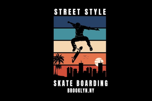 Street style skate boarding brooklyn color green orange and cream