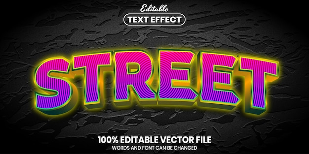 Street text, font style editable text effect