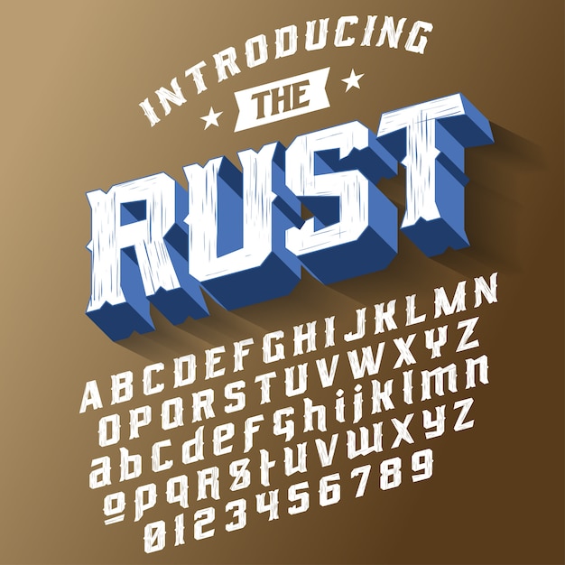 Strength typeface RUST on abstract space