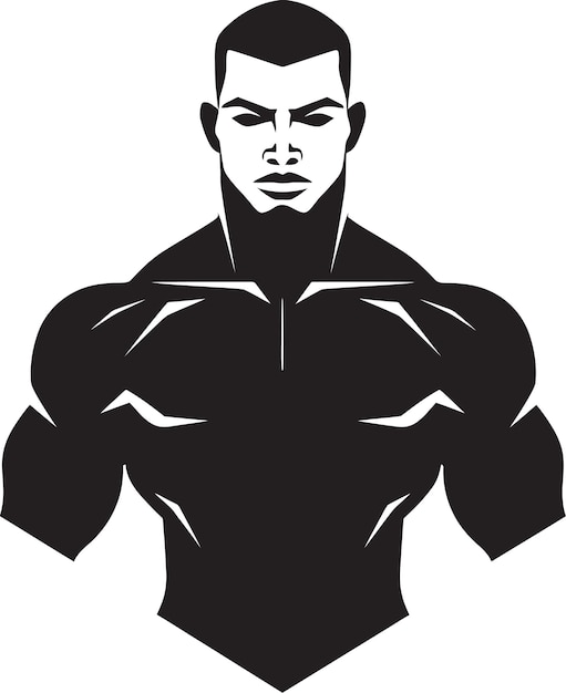 Strength Unleashed Monochrome Vector of Muscular Prowess Flexing Dominance Black Vector Depiction o