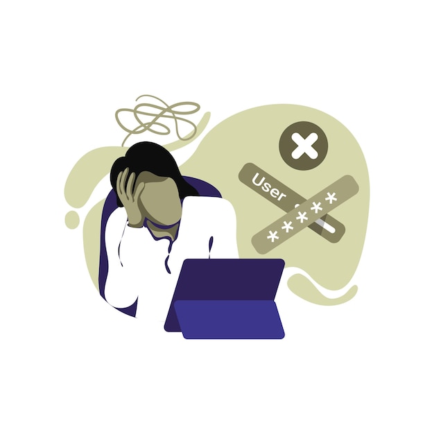 stress forgot password Icon Illustration vector for website mobile app, concept woman under stress