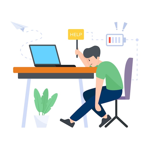 Stress on work in flat editable illustration design