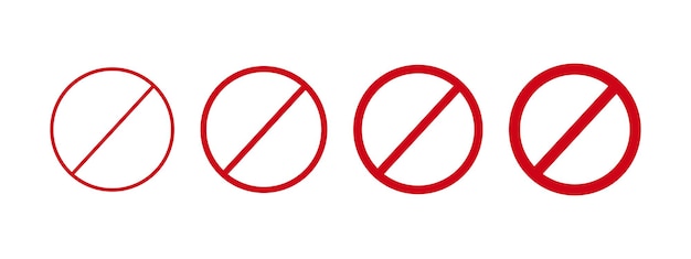 Strictly prohibited signs Prohibited sign icon set vector illustration