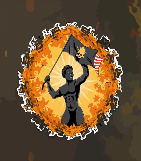 A striking 3D render illustration of a Black Independence Day sticker