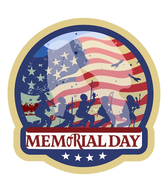 A striking 3D render of a Memorial Day sticker