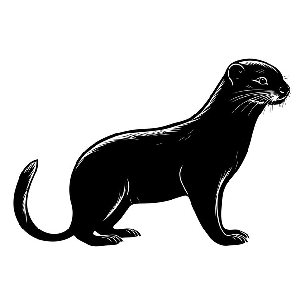 A striking black silhouette of a weasel perfect for designs illustrations and wildlife projects