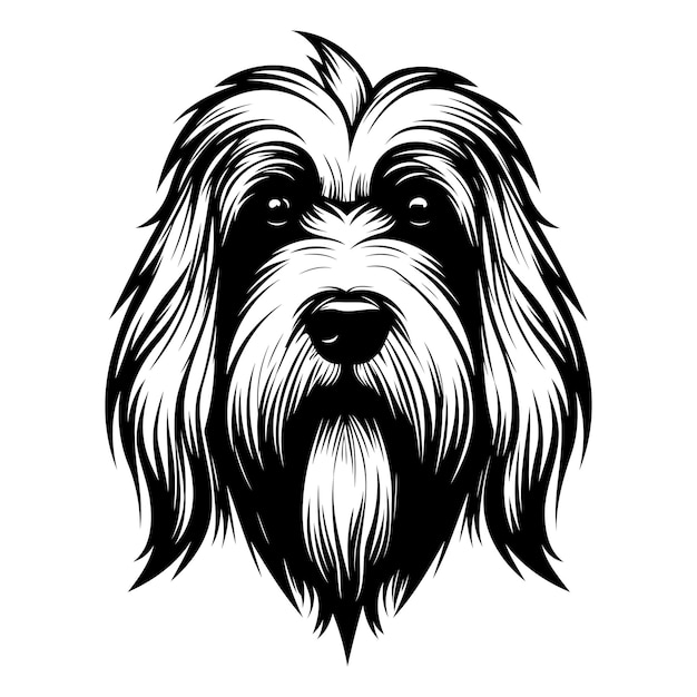 Vector a striking black and white illustration of a dogs head captured in a bold graphic style