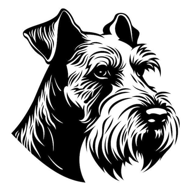 Vector a striking black and white illustration of a schnauzers head perfect for petrelated designs logos and branding