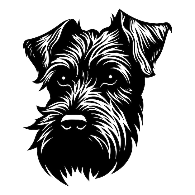 Vector a striking black and white illustration of a schnauzers head perfect for petrelated designs logos or illustrations