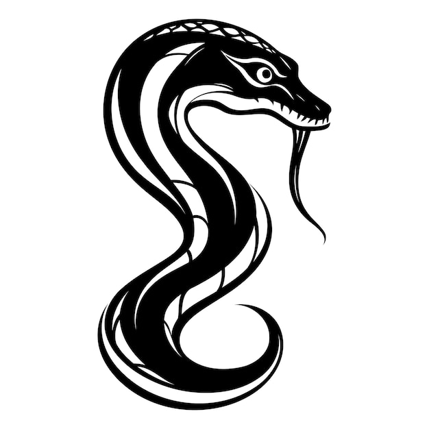 A striking black and white illustration of a snake perfect for tattoo designs branding or any project needing a powerful symbol