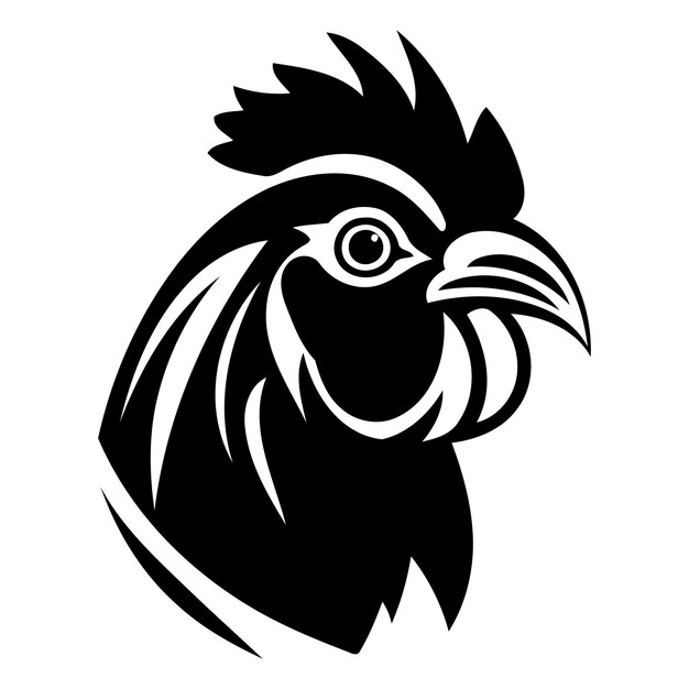 Vector a striking black and white rooster head illustration perfect for creating a bold and powerful logo