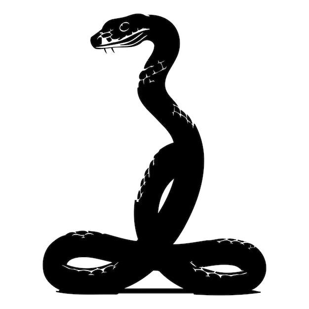 Vector a striking black and white silhouette of a snake with its head raised perfect for designs illustrations and concepts