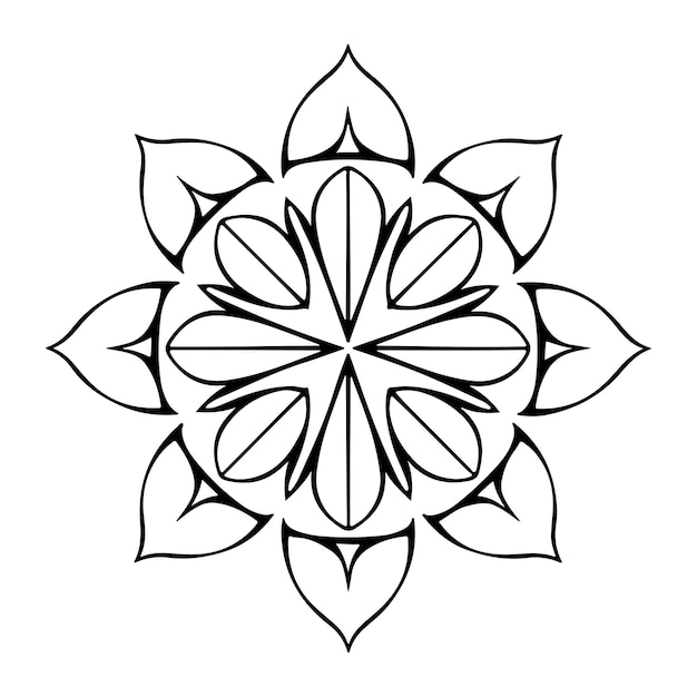 Vector striking minimalist mandala with symmetrical patterns and bold lines adults coloring book page