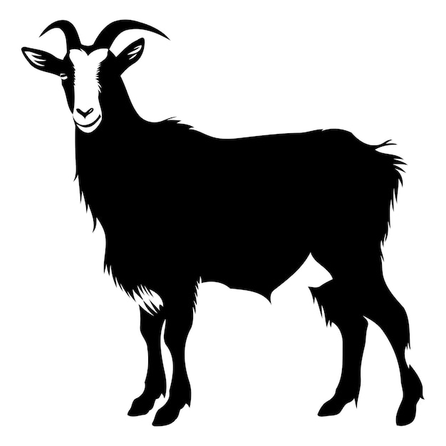 A striking silhouette of a goat perfect for designs needing a simple yet powerful animal representation