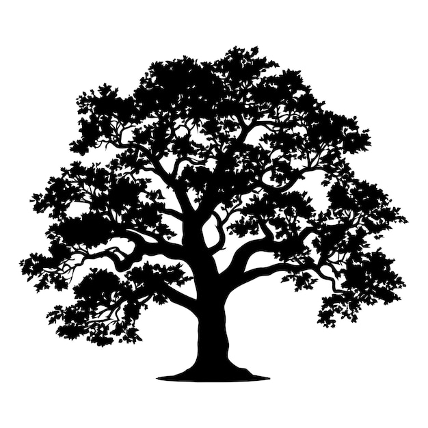 A striking silhouette of a large leafy tree perfect for adding a touch of nature to designs