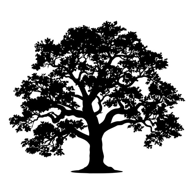 Vector a striking silhouette of a large leafy tree perfect for adding a touch of nature to designs