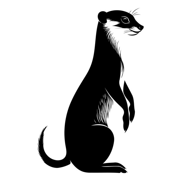 A striking silhouette of a meerkat standing tall on its hind legs perfect for designs about wildlife adventure or africa