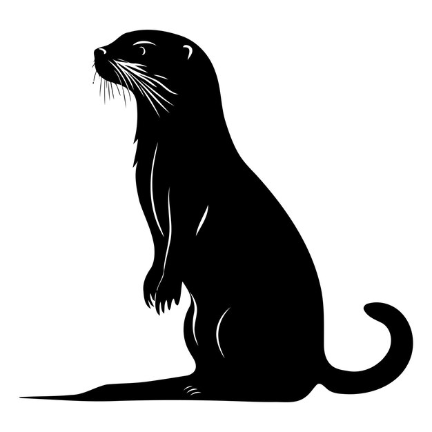 A striking silhouette of an otter standing on its hind legs a captivating image for wildlife animal and nature themes