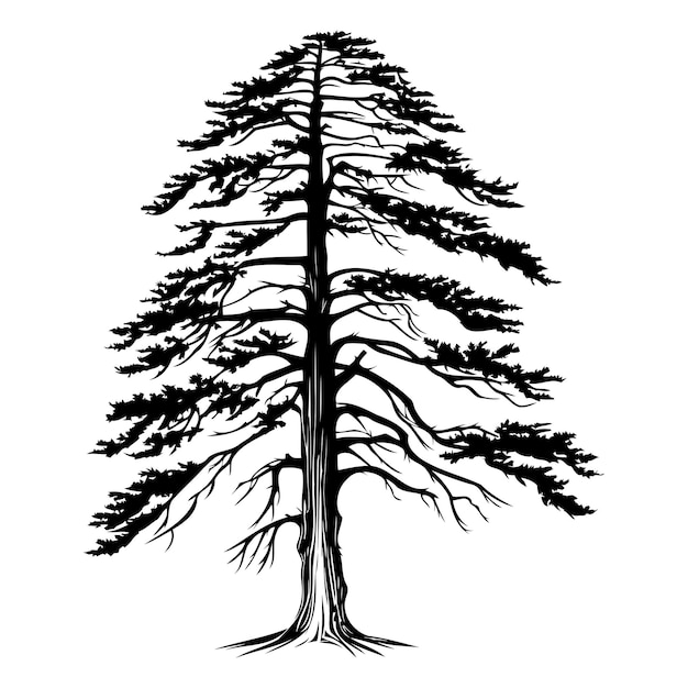 Vector a striking silhouette of a single evergreen tree perfect for adding a touch of nature to your designs