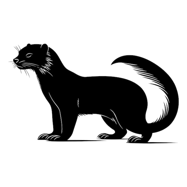 Vector a striking silhouette of a weasel showcasing its sleek body and alert stance