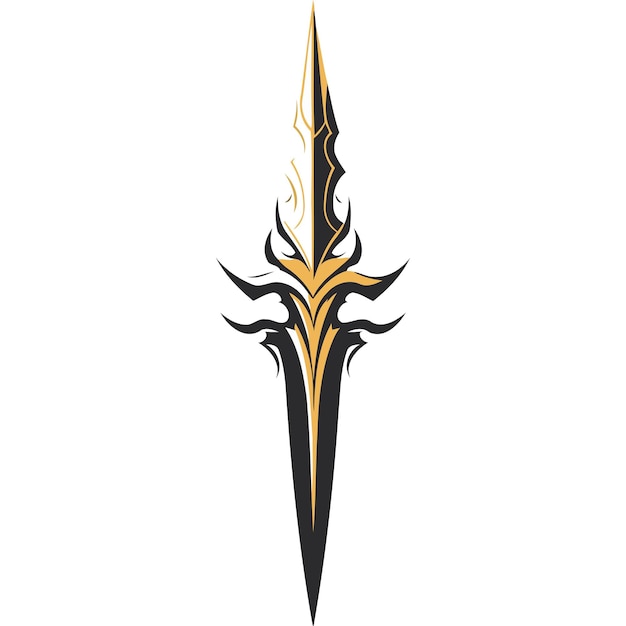 Vector a striking stylized dagger design in black and gold