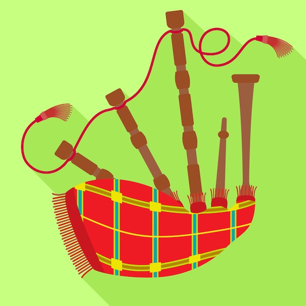 Striped bagpipes icon Flat illustration of striped bagpipes vector icon for web design