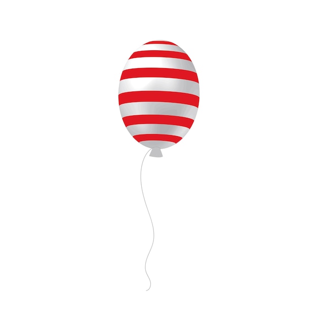 Striped balloon red and white Simple 3 in a voluminous ball For the design of postcards for July 4 and birthday