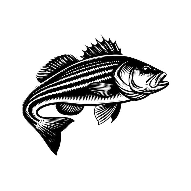 Striped Bass of silhouette vector clip art