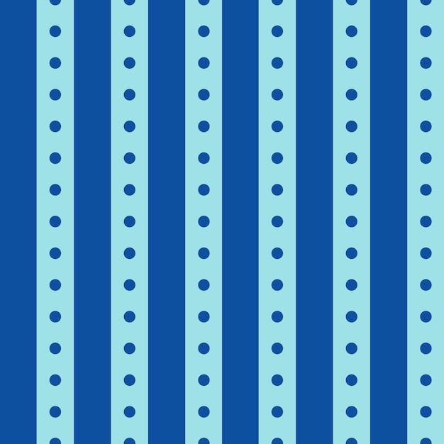 Striped blue seamless pattern with dots Flat vector