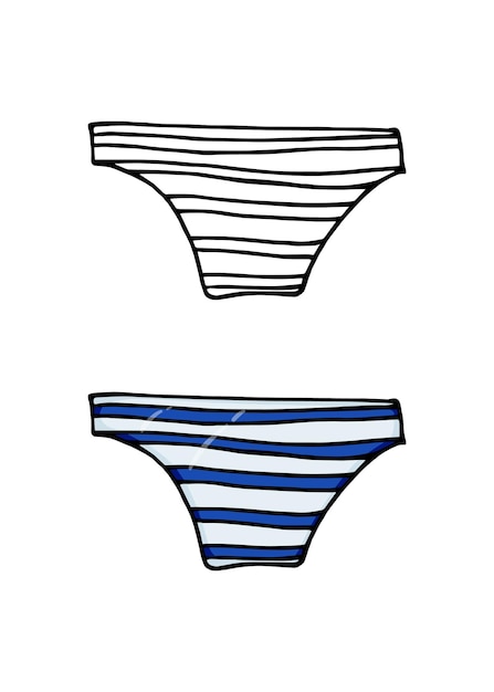 Striped briefs women's underwear doodle line cartoon coloring