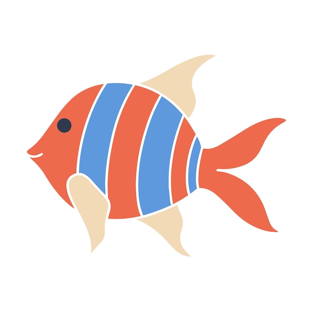 Striped colored fish baby character