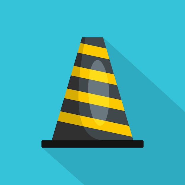 Striped cone icon Flat illustration of striped cone vector icon for web