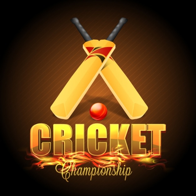 Striped cricket background with wickets and ball